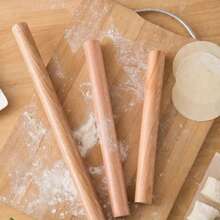 [Solid Wood] Premium Beechwood Rolling Pin - Ergonomic Design, Non-Stick For Pizza, Pie, Cookie Dough - Durable Baking Tool With Comfortable Handle