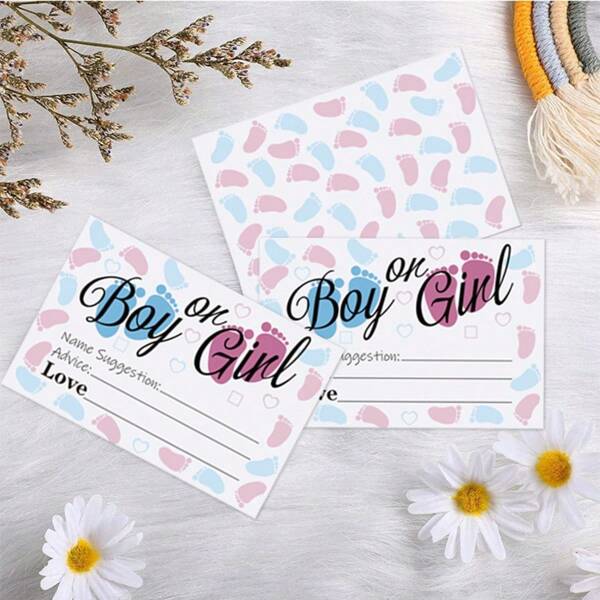 10pcs Gender Reveal Party Invitation Cards, Boy Or Girl