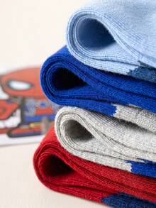 5 đôi tất trẻ em, thiết kế siêu anh hùng, tất cao đến bắp chân cho bé trai và bé gái, kiểu hoạt hình Hàn Quốc, tất mùa thu đông, tất Marvel - Nhiều màu - Xem 3