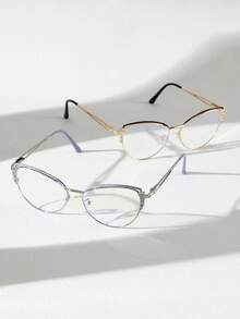 زوج من النظارات المعدنية ذات إطار عين القطة المناسبة للمراهقين من عمر 14-16 سنة، للاستخدام اليومي والديكور والعودة للمدرسة والعطلات والسفر وحفلات الهالوين والتصوير الفوتوغرافي