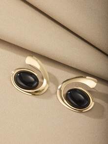 1pc/Set Vintage Elegant High-Quality Alloy Resin Inlaid Stainless Steel Women's Earrings, Ring, Bracelet, Necklace Jewelry Set, Fashionable Luxurious Golden Accessories Suitable For Women's Banquet, Party, Wedding, Holiday, Valentine's Day Gift - Elegant Style - View 26