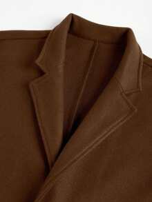 男士单排扣长袖大衣，棕色，休闲商务两相宜，秋冬季，适合送给丈夫/男友 - 巧克力棕 - 查看 5