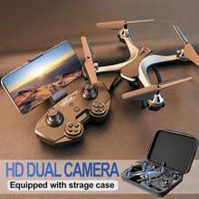 JS-801遥控飞机直升机防摔高清航拍无人机玩具高清双摄像头四轴飞行器成人一键降落操作简便WiFi实时传输无头模式高度保持带收纳盒圣诞节万圣节感恩节礼物