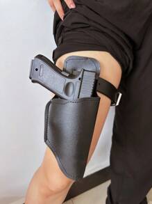 1 conjunto de adereços para festa de cosplay, modelo de pistola de brinquedo de plástico e couro, adereço anti-disparo para fotografia e performance de Halloween