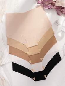 5pcs/Pack Women's Seamless Hipster Panties, Comfortable High Waist Briefs, Skin-Friendly Fit - Multicolor - View 4