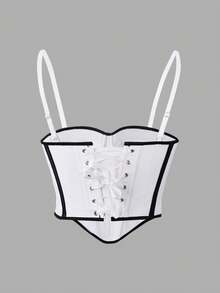 Apperloth A Y2K性感胸衣，女士网眼系带露背设计，可调节肩带，塑形短款文胸，适合锐舞派对、节日、情人节、音乐节、婚礼季及其他夏季场合。 - 彩色 - 查看 2