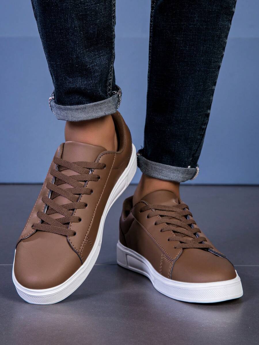 Men's Brown Casual Sneakers, Non-Slip Work Shoes, Comfortable Breathable Fashion High-End Shoes, New Spring/Summer Collection, Back To School