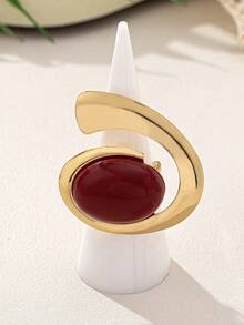 1pc/Set Vintage Elegant High-Quality Alloy Resin Inlaid Stainless Steel Women's Earrings, Ring, Bracelet, Necklace Jewelry Set, Fashionable Luxurious Golden Accessories Suitable For Women's Banquet, Party, Wedding, Holiday, Valentine's Day Gift - Elegant Style - View 25