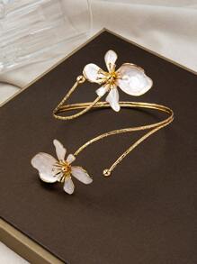 1pc Women's Minimalist Geometric Line Open Cuff Bracelet, Gold Color Jewelry For Daily Wear - Gold 4 - View 5