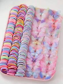 260 件基本款公主发带、发圈、蝴蝶结、发夹和发夹组合套装，简约设计，适合日常使用和送礼 - 彩色 - 查看 1