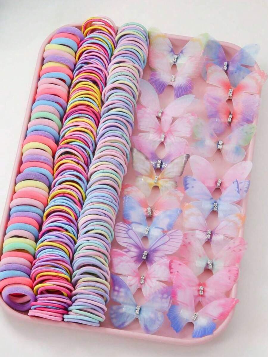 260 件基本款公主发带、发圈、蝴蝶结、发夹和发夹组合套装，简约设计，适合日常使用和送礼 - 彩色 - 查看 1