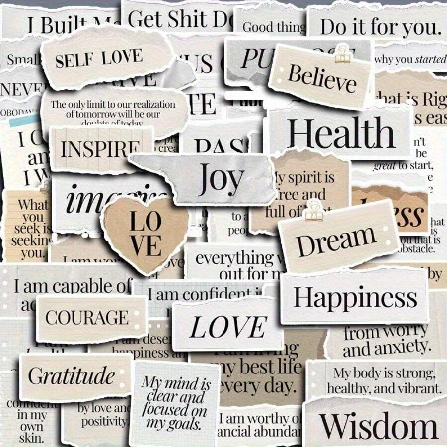 60Pcs Vintage English Tear Off Paper Creative Stickers DIY Computer And Paper Scrapbook Laptop Stickers Stationery Art Handmade