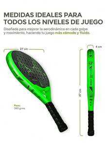 Hikeo Premium Padel Racket With Cover, Balls And Grip, Racket For All Levels - Green - View 6