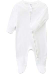 Organic Cotton Long Sleeve Zipper Footie 0~12MHalloween Christmas New Year - 黑色 - 查看 8