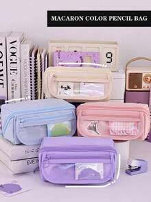 1pc Prism Designed 9-Layer Pencil Case, Large Capacity Pencil Bag For Girls, Waterproof And Dirt Resistant Storage Pouch, High Aesthetic Stationery Box For Elementary Students, Multi-Function Pencil Box For Children - Multicolor - View 1