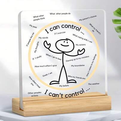 1 pieza Pieza decorativa de acrílico "Controlable e incontrolable" Guía de gestión emocional, pintura minimalista de motivación, decoración de escritorio de psicología de oficina