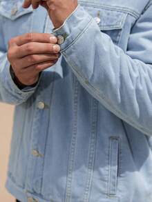 Autumn/Winter Thick Fleece Lined Regular Denim Jacket, Dual Layer Warm Casual Denim Top, Fashionable Street Style