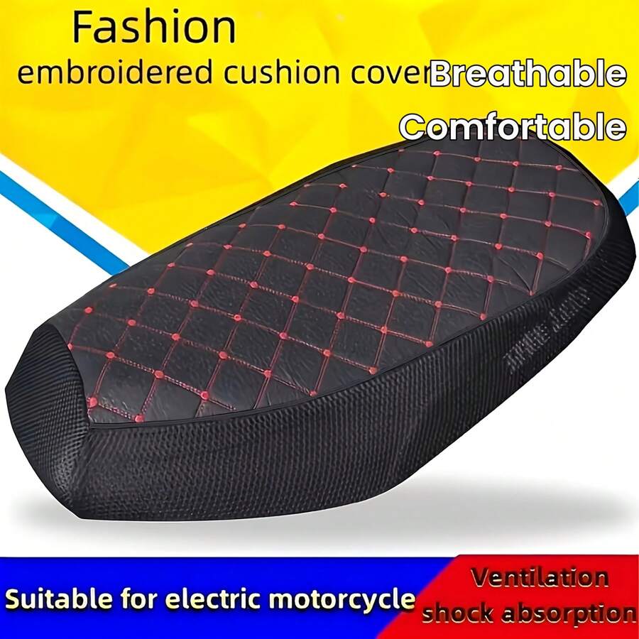 Universal Motorcycle Seat Cover, Faux Leather Embroidered Electric Scooter And Motorcycle Seat Cover, Breathable Pads For Motorcycle