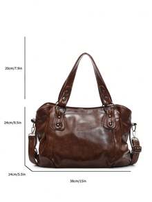 Große Kapazität einfarbige Damen Schultertasche, modische Damenhandtasche mit geräumigem Platz, personalisierte Schulter Umhängetasche geeignet für den täglichen Gebrauch, Schule, Ausflüge, Einkaufen, Geschenke, Reisen, Pendeln - Braun - Übersicht 10