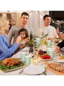 90/50/20/10 كوب ورقي أحادي الاستخدام، باللون الأخضر الفاتح، أكواب للمشروبات الباردة والقهوة، مستلزمات حفلات، مناسبة لعيد الميلاد والتجمعات العائلية والنزهات والحفلات