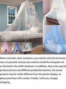 1件装婴儿/幼儿床蚊帐，带夜光星形顶篷，婴儿床蚊帐帘，悬挂式蚊帐帐篷，公主风婴儿房床上用品，适用于1.5米床，日常使用