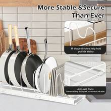 Expandable Pot Lid Organizer Rack Kitchen Pot Pan Holder With 7 Adjustable Compartments - White - View 8
