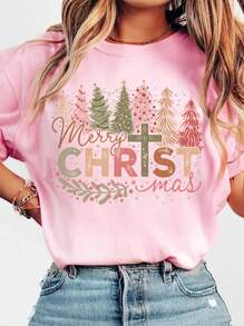 Christmas Tree Merry Christmas DIY Iron-On Heat Transfer Sticker Decals Patch, Suitable For T-Shirts, Sweatshirts, Pillowcases, Fabric, Bags And Clothing Decoration, Winter Merry Christmas Xmas New Year Retro Holiday Party Decor, 10inch