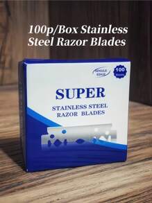 100 片单刃不锈钢剃须刀片，男士手动剃须刀剃须工具 - 銀 - 查看 1