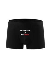 5 Pieces Random Of Men's Underwear , Breathable Boxer Briefs With "I Love You, My Wife" Letter Print, , The Best Gift For Your Boyfriend Or Yourself, Comfortable And Fit,Valentine's Day Gift,Wedding,Halloween,Christmas