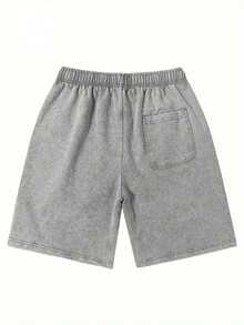 290g Washed, Rich Club Printed Shorts, High Quality Batik Cotton Men's Shorts, Suitable For Daily Wear, Adjustable Drawstring Waist, Elastic Belt And Pocket, Holiday Gifts, Men's Wear. - 深灰色 - 查看 2