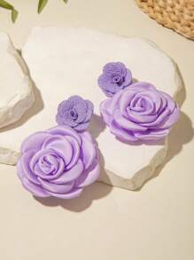 imoli 1 Pair Minimalist Versatile Spring/Summer Polyester Floral Pendant Earrings, Elegant & Romantic, Suitable For Daily Wear And Any Occasion, Perfect Gift