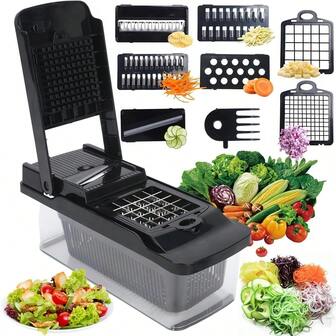 14-In-1 Multifunctional Food Processor, Onion Chopper, Vegetable Slicer, Meat Grinder, Vegetable Dicer, Vegetable Shredder With Blades, Salad Potato And Carrot Dicer, Garlic Container Chopper