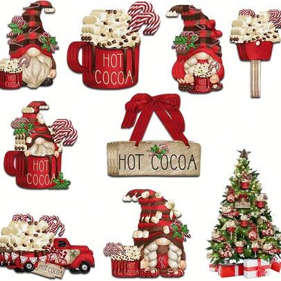 24pcs Wooden Flat Ice Cream Decorations, Christmas Tree Decor, New Year Party Decor, Hanging Ornaments, Suitable For Holiday Parties, Christmas Parties, Room Decor, Festival Decor, Party Favors, Fun Christmas Party Decorations, Merry Christmas, Happy New Year, Christmas Gifts, Christmas Ornaments