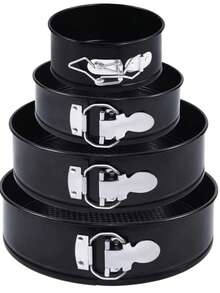 Juego de moldes pasteles repostería antiadherente desmontables para tartas ideal hornear en casa cocina horno bandejas fáciles limpiar almacenamiento resistente multiusos repostería profesional - Negro - Ver 6