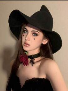 1 件男女通用女巫帽，可折叠针织尖头巫师帽，适合万圣节、化装舞会、冬季