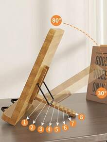 8pcs Adjustable Angle Wooden Book Stand - Ergonomic Book Holder With Metal Frame, Suitable For Adults And Students - Wood Color - View 5