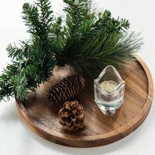 Wooden Plates 8/10/12 Inch Dinner Plates, Acacia Round Wood Plates, Unbreakable Classic Plates, Easy Cleaning & Lightweight For Dishes Snack, Dessert, Housewarming, Christmas Gift - 棕色 - 查看 7