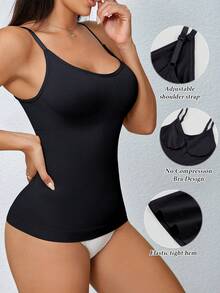 女士塑身衣吊带背心无袖舒适外套束腰紧身衣 - 黑色 - 查看 3