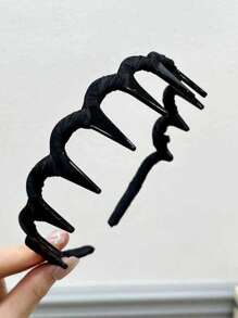 1pc Vintage Velvet Wavy Pearl Headband, High Crown Anti-Slip Toothed Facial Wash Hair Tie, Hair Clip, Hair Tie, Hair Accessory, Suitable For Everyday Wear, Hair Band, Hair Hoop, Hair Accessories ,Head Piece