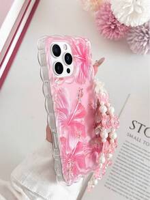 花卉透明粉色彩绘编织边缘保护手机壳适用于 16/16 Pro/16 Pro Max/16 Plus、 14、 15、 XS、 7/8、 XR、 7/8 Plus、 11、 12/12 Pro、 13、Galaxy S25、A14、A15、A16、A24、A36、A35、A24、A13、防震、彩色印花创意手机壳防水防摔防刮 - 彩色 - 查看 6