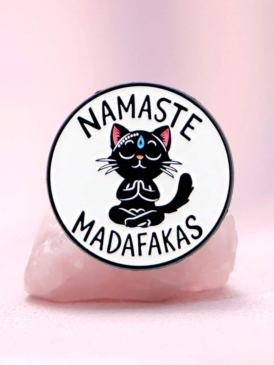 1 件装瑜伽猫珐琅别针卡通胸针松针翻领别针徽章背包服装配饰动物珠宝朋友礼物 - 均碼 - 查看 1