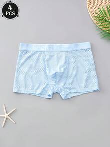 Męska, 4-częściowa, wygodna, sportowa, perforowana bielizna męska na płaskim obcasie, swobodna i oddychająca