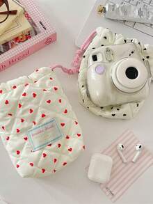 1pc Cute Quilted Camera Bag, CCD Storage Bag, Camera Bag, Soft Material, Anti-Drop & Dust-Proof, Compact Camera Pouch Suitable For Black Card Camera Storage, Minimalist & Portable, Anti-Drop & Scratch-Resistant, Multipurpose, Outdoor Use, Camera Accessory, Travel Essential, Cruise Essential, Dorm Essential, Birthday Gift, Bridesmaid Gift, Mother's Gift, Teacher's Gift, Back To School Gift, Plaid Charger Protective Case, Power Bank, Phone Charger, Digital Camera Accessory - Multicolor - View 7