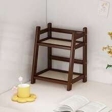 Imitate Rattan Cream-Color Storage Rack, Double-Layer Desktop Organizer Holder For Cups, Dorm, Kitchen - Multicolor - View 9