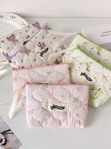 Cartoon Bear Quilted Coin Purse, Cute Mini Makeup Pouch, Bluetooth Earphone Case, Multi-Function Portable Coin Wallet - Multicolor - View 2