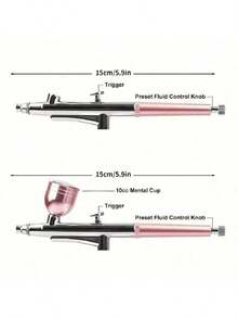 1 套 0.3 毫米单动喷枪，带 10CC 金属杯，适用于模型蛋糕美甲工艺品蛋糕的扳机喷枪，兼容大多数喷枪压缩机工具 - 彩色 - 查看 5