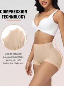 1 pieza Shorts moldeadores de mujer de cintura alta con control de barriga y levantamiento de glúteos, antideslizantes, aptos para uso diario y deportes