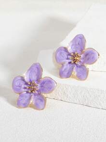 1 Cặp hoa tai đính đá 5 cánh màu trắng, hồng, đỏ hồng, cam sang trọng, thanh lịch và quyến rũ dành cho nữ, phù hợp để đeo hàng ngày/đi nghỉ vào mùa xuân/hè - Hoa tai hoa sứ 5 cánh - Xem 10