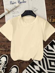 Women's Casual Everyday Heart Letter Graphic Print Round Neck Short Sleeve T-Shirt Women's Summer Top Graphic T-Shirt - Apricot - View 2