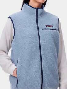 CAMEL CROWN 户外抓绒背心秋冬时尚新款保暖内搭夹克 - 霧灰藍 - 查看 3